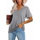 thumbnail image 2 of Camiseta Lunivop de verano para mujer, cuello en V, manga corta, gris, L, 2 of 3