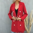 thumbnail image 5 of Fesfesfes Coat for Women Spring And Fall Lapel Solid Color Long Sleeve Buttoned Long Belted Blazer Coat, 5 of 6