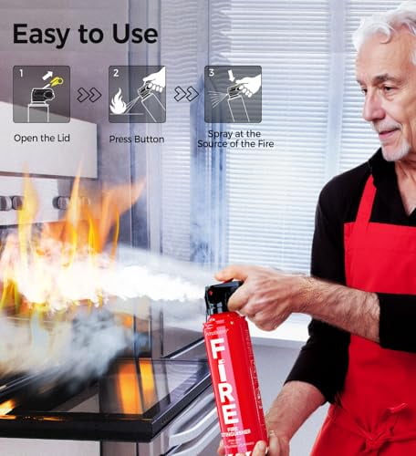 2-Pack Fire Extinguisher for Home, Kitchen, Car, and Grill with Mounting Bracket– Extinguishing Spray, Compact A, B, C, K – Eco-Friendly, Prevents Reignition.$$Tools & Hardware Other