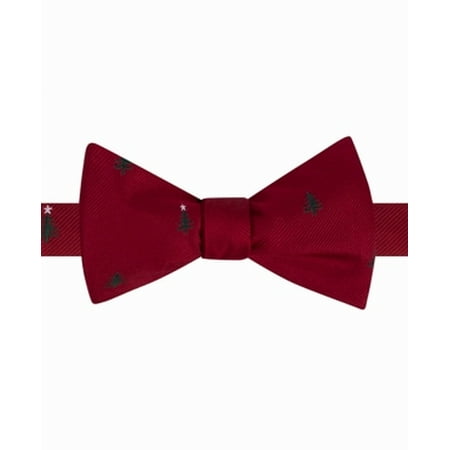 Tommy Hilfiger Green Christmas Tree Print Men's Bow Tie Silk