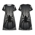thumbnail image 3 of Bixox Robe d'Été à Manches Courtes pour Femmes Robe Ample Longueur Genou avec Poches-Noir Araignées, 3 of 7