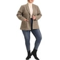 thumbnail image 2 of Agnes Orinda Women's Plus Size Plaid Notched Lapel Wear-to-Work Formal Blazer 4X Brown, 2 of 6