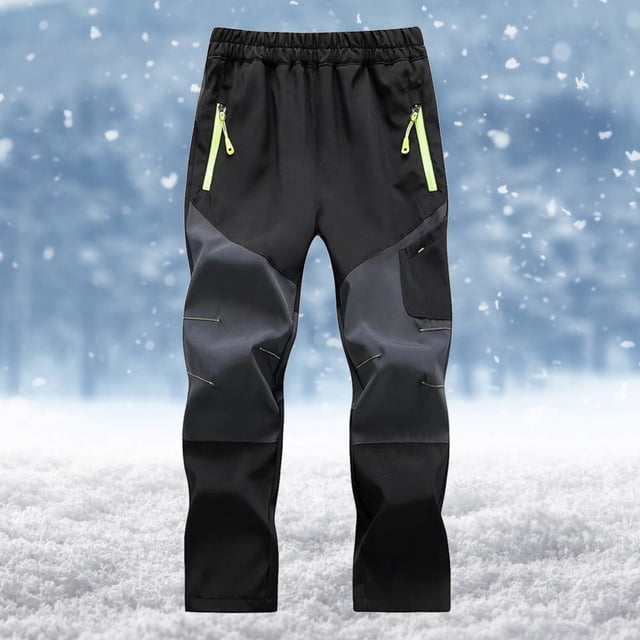 EGNMCR Pantalons Femmes, Pantalons Longs Garçons Filles Mode Peluche Couleur Unie Garder au Chaud Coupe-Vent Imperméable Randonnée Extérieure Ski Pantalons Filles