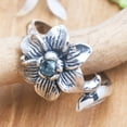 thumbnail image 2 of NOVICA Artisan Handmade Blue Topaz Cocktail Ring Flowermotif .925 Sterling Silver Indonesia Birthstone Floral Gemstone 'Melancholy Flower', 2 of 6