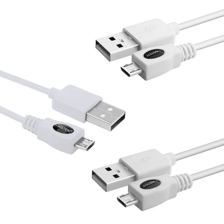 Insten 3-Pack Micro USB micro usb Date Sync & Charging Cable Cord Bundle (3' x 1 , 6' x 1 , 10' x 1) White for Android Cell Phone Smartphone Tab Tablet (Best Date Widget Android)