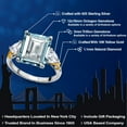 thumbnail image 2 of Gem Stone King 925 Silver and 10K Yellow Gold Sky Blue Simulated Aquamarine Moissanite and Diamond 3 Stone Ring for Women (6.37 Cttw, Gemstone Birthstone, Emerald Cut 12X10MM, Size 5), 2 of 6