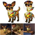 thumbnail image 4 of HzyK Retro Stained Resin Chihuahua Dog Tabletop Night Light, Animal Table Lamps Series, 3D Cute Dog LED Stained Glass Table Lamps, Vintage Home Decor Gift for Pets Lovers, 4 of 8
