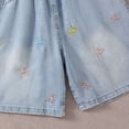 thumbnail image 6 of KPOPLK Girls Stretchy Denim Shorts Summer Casual Drawstring Elastic Waist Jean Shorts Jorts with Pockets,Sky Blue,Size 7-8 Years, 6 of 6
