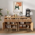 thumbnail image 5 of Kitchen Buffet Sideboard, Farmhouse Coffee Bar with Adjustable Shelves, Storage Cabinet for Living Room, Walnut, 5 of 9