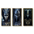 thumbnail image 2 of Designart "Bastet Ancient Egyptian Cat Goddess VII" Fashion Woman Framed Wall Art Set Of 3 - Black Glam Frame Gallery Wall Set For Home Decor, 2 of 6
