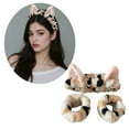 thumbnail image 2 of Plush Cats Ear Headbands for Women Girl Lovely Hairhoop Wrist Wash Band for Face Washing Daily Skincare Makeup Accessories, 2 of 19