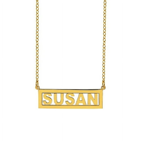 Personalized Block Name Necklace with 2mm Border