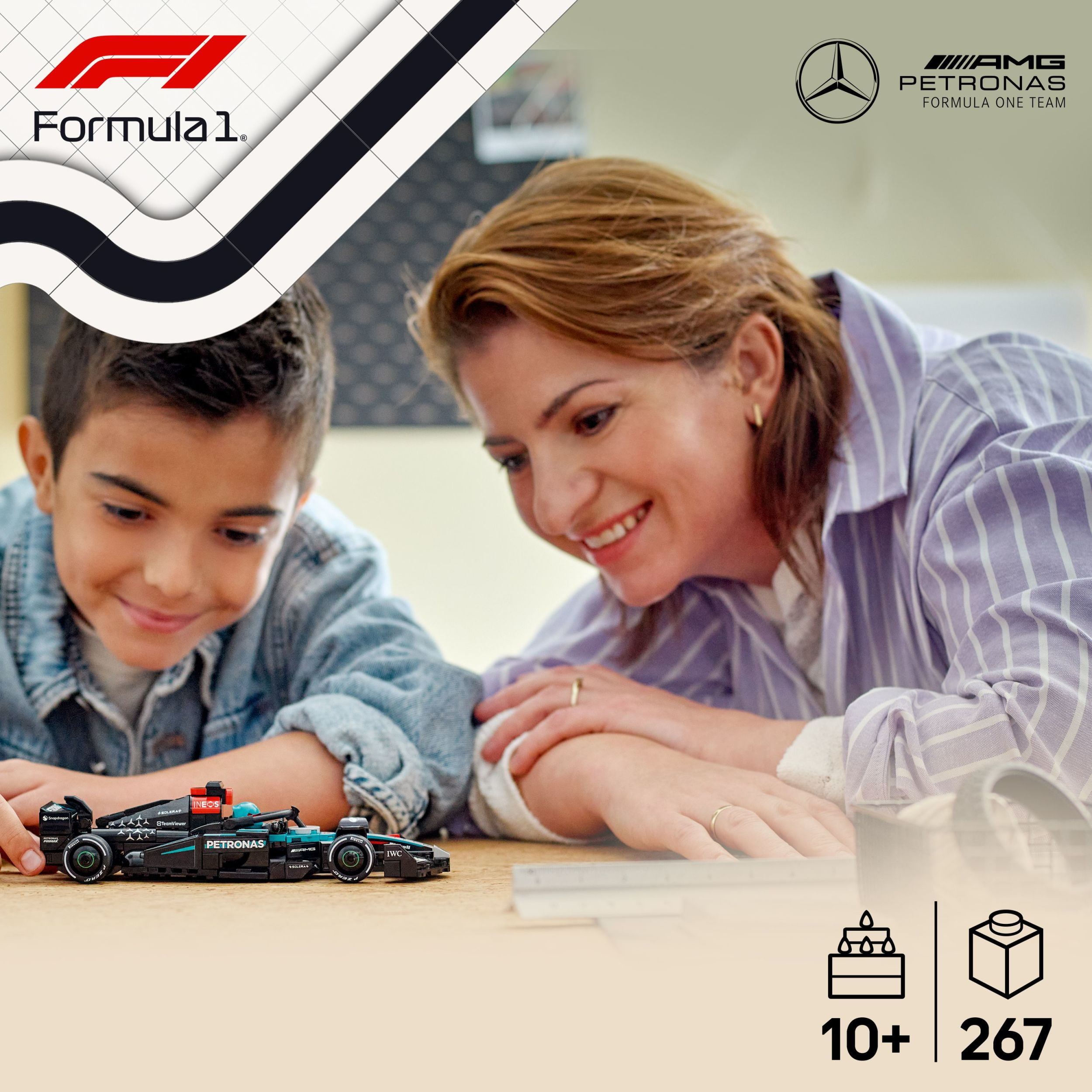 LEGO Speed Champions Mercedes-AMG F1 W15 Race Car Toy - Building Set For Kids, Boys & Girls, Ages 10+ - Toy Car for F1 Fans - Gift Idea for Birthday - 77244, LEGO Mercedes-AMG F1® W 77244