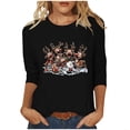 thumbnail image 2 of UPPADA Christmas Shirts for Women 3/4 Sleeve Tunic Tops Xmas Tree Print Tshirt Crewneck Pullover Tops Blouses Dressy Xmas Gifts Tees fall Black,M, 2 of 5