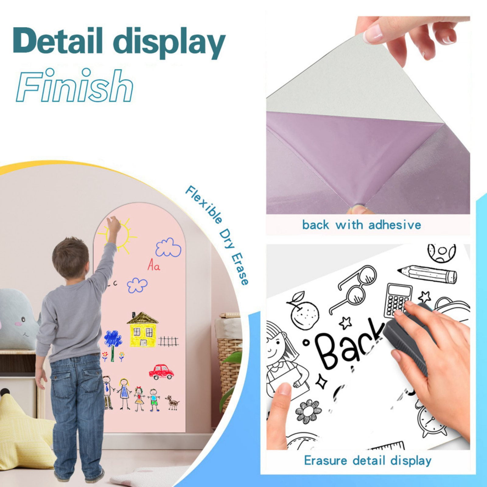 Magnetic Chalkboard Wall Arch Decal 40"x16" Contact Paper Peel and Stick for Walls Self Adhesive Magnetic Wall Board Sticker for Kid Black Chalk Board Wallpaper Roll