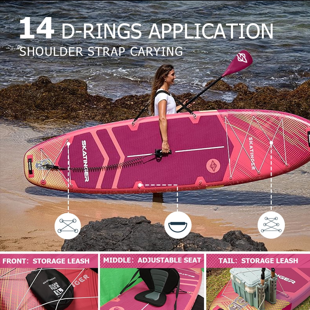 Skatinger 11'6"x35" Super Wide Inflatable Paddle Board, Ultra Stable Stand Up for 450lb/3 People, w/100L Backpack & US Fin