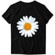 thumbnail image 5 of ICHUANYI Clearance Fashion Woman Causal Daisy Round Neck Printing Blouse Short Sleeve T-Shirt Summer Tops(Black, M) ICHUANYI WER2023080815009, 5 of 6