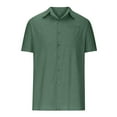 thumbnail image 3 of Mens Workout Shirts Fashion Beach Seaside Classic Short Sleeved Bowling Button Closure Mens Performance Polos,Green,2XL, 3 of 7