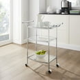 thumbnail image 2 of Marion 3-Tier Mobile Metal Bar Cart, Clear Tempered Glass Shelves with Chrome Railing, 2 of 4