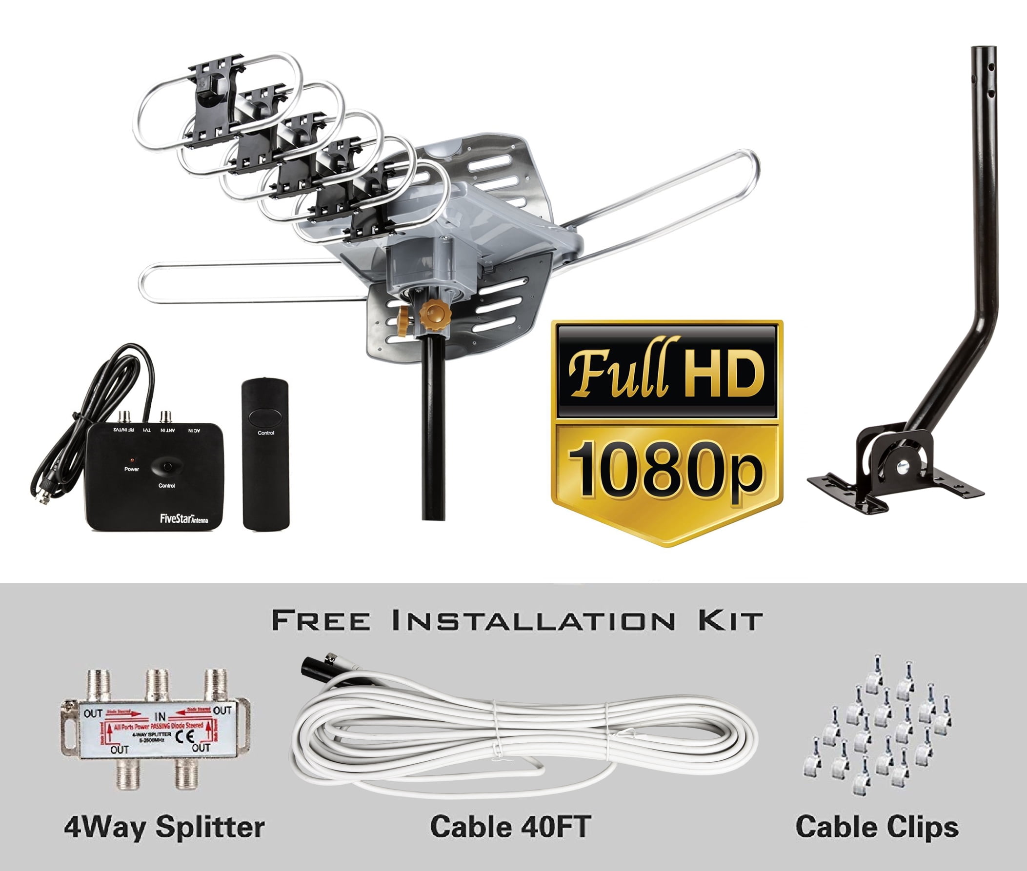 Outdoor TV Antenna 150 Miles Lone Range Antenna 360 Degree Rotation UHF