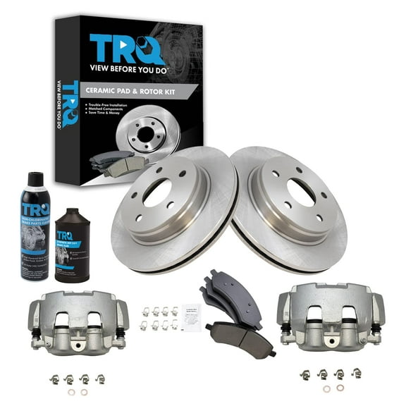 TRQ Front Ceramic Brake Pad Rotor & Caliper Kit w/Chemicals for Dodge Ram Truck BKA18124 Fits select: 2007-2008 DODGE RAM 1500, 2006 DODGE RAM 1500 ST/SLT