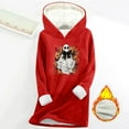 thumbnail image 2 of Feancey Halloween Womens Fleece Hoodie Novelty Ghost Graphic Pullover Sweatshirts Hooded Long Sleeve Sherpa Lined Thermal Tops Dark Gray S, 2 of 6