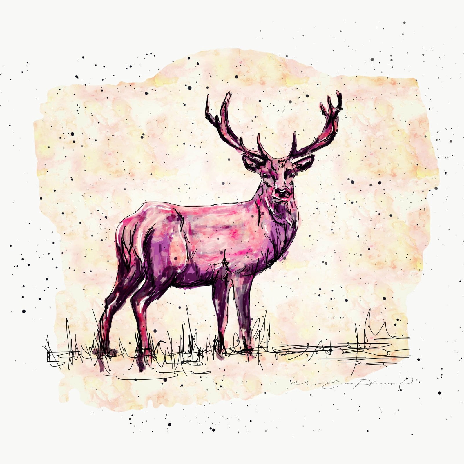 Marmont Hill "Cerf Rose Creme" by Marie-Eve Pharand Painting Print on Wrapped Canvas