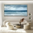 thumbnail image 3 of Large Blue Ocean Wave Oil Painting on Canvas Wall Art Original Abstract Seascape Painting Grey Sea Handmade Living Room Wall Decor,Unstretched,Frameless,(71*142cm)28*56lnches, 3 of 5