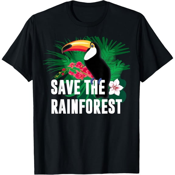 Earth Day Save The Rainforest T-Shirt- Classic Unisex 100% Cotton Crew Neck T-Shirt Regular Fit Breathable Casual Everyday Wear