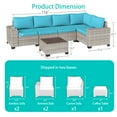 thumbnail image 6 of Sweecci 6 Piece Outdoor Patio Furniture Set, Ergonomic Wicker Patio Sectional Sofa with Stable Feet, 4" Cushions Conversation Set with Wood Table for Backyard Garden Deck,Turquoise, 6 of 7
