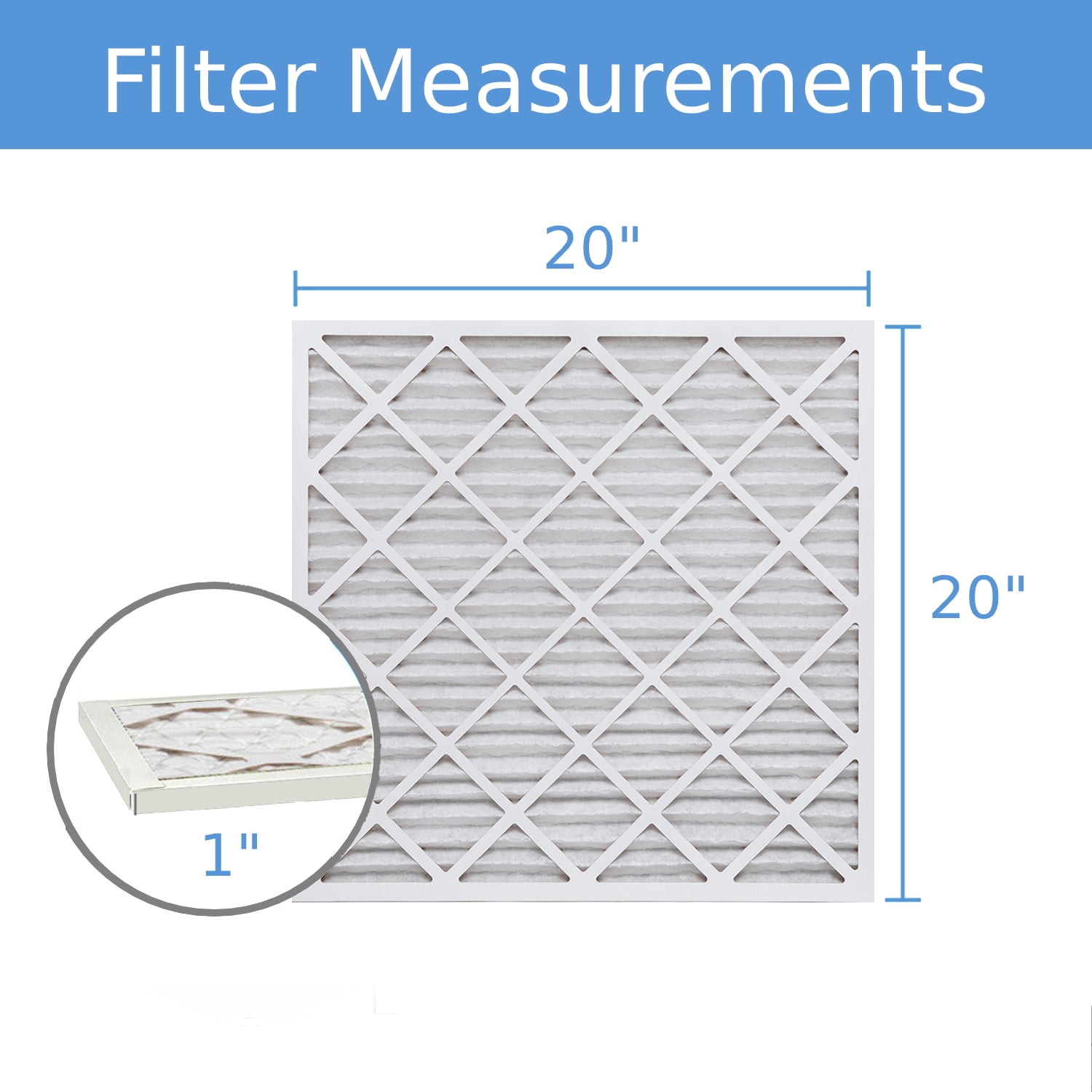 20x20x1 air filter, Purolator Hi-E 40 Extended Surface Pleated Air Filter, Nominal Size 20" W x 20" H x 1" D, Actual Size 19-1/2”W x 19-1/2”H x ¾”D, MERV 8, (6-pack)
