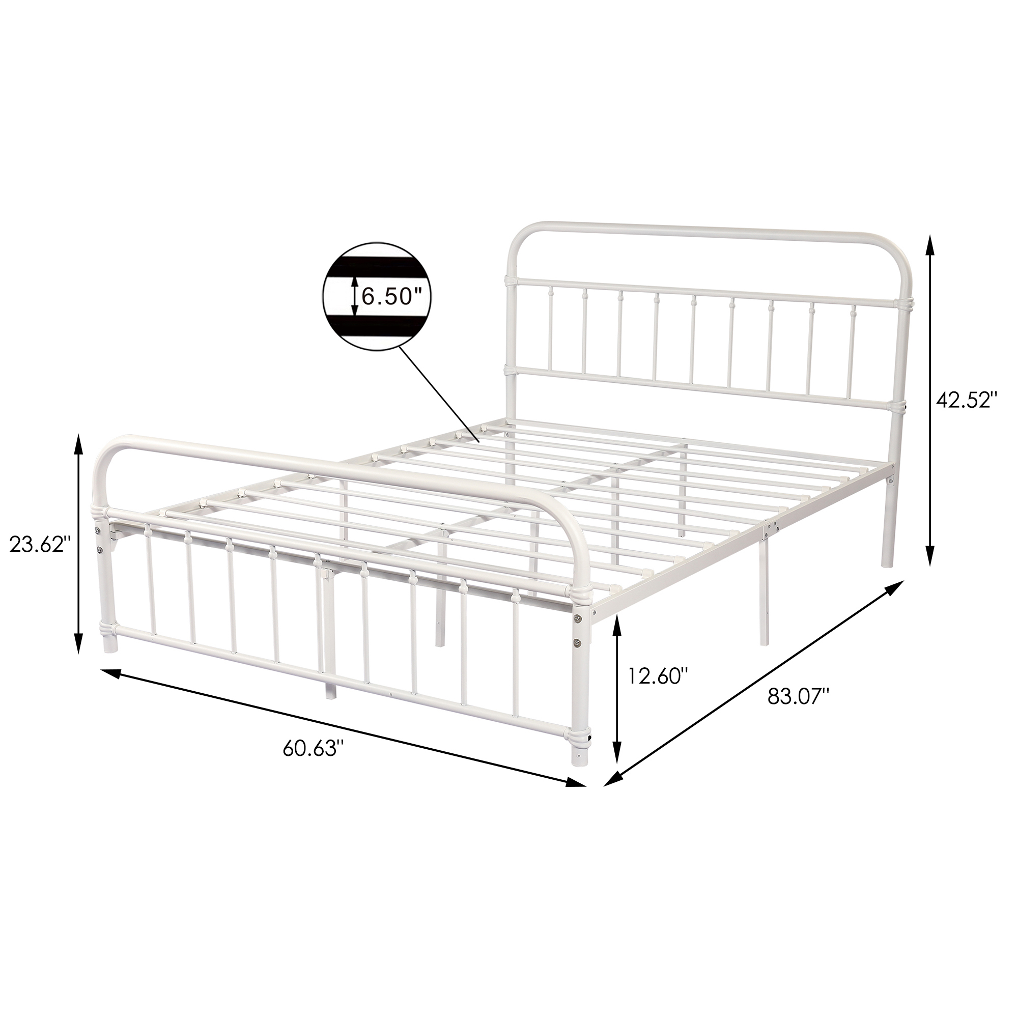 Buy EvinTer White Platform Metal Bed Frame, Metal Tube and IronArt Bed
