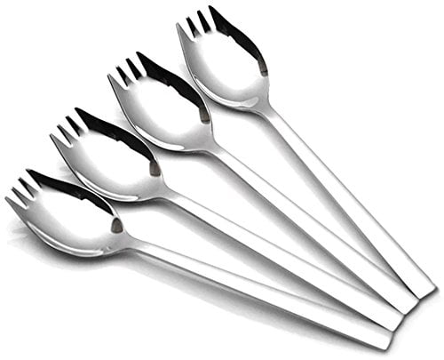 2 Pcs Salad Spork Buffet Forks Appetizer Fork Fruit Fork Stainless Steel Dual-Use Spoon for Indoor or Outdoor Use 