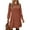 Brick Red, variant on Brushed Ribbed Knit Solid Color A-Line Dress for Women - Gray, Puff Sleeve, Round Neck Pullover, Regular Long Sleeve, S-XXL