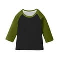 thumbnail image 2 of fnnxnal Big Girls 7T Green Raglan Sleeve Long Sleeve Tee - Soft Stretchy Machine Washable School Casual Kids Top, 2 of 6
