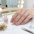 thumbnail image 4 of Press On Nails 4 Boxes 96 Pcs Nude French Tip White Flower Short Square Fake Nails, Reusable Acrylic False Nails with Jelly Glue, Manicure Set for Women Daily Wear, 4 of 8