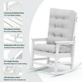 thumbnail image 3 of KINGYES HDPE Oversize Outdoor Rocking Chair with Thick Cushion, Porch Rocker Chair, White Chair with Grey Cushion, 3 of 7