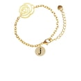 thumbnail image 2 of Delight Jewelry Goldtone Disc 1/2'' Initial - j - Gold-tone Flower Link Chain Bracelet, 6.75"+2" Extender, 2 of 4