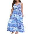 thumbnail image 2 of Robe Midi à Bretelles Spaghetti Sans Manches Dos Nu Col en V Plage Boho Florale, 2 of 8