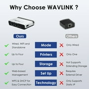 WAVLINK USB WiFi Wireless Print Server with 10/100Mbps LAN/Bridge, 480Mbps USB2.0, Support Wired/Wireless/Standalone Modes All RAW-supported Printers