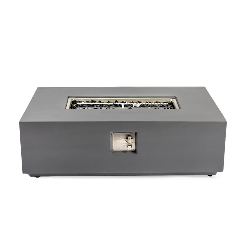 Concrete Light Gray Propane Natural Gas Fire Pit Table for Patio Use