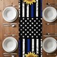 thumbnail image 4 of Table Runner 72 Inches Long for Kitchen Dining, Blue American Flag Dresser Scarf Farmhouse, Dining Table Decorations for Wedding/Parties, Sunflower Vintage USA Flag 14 x 72 In, 4 of 8