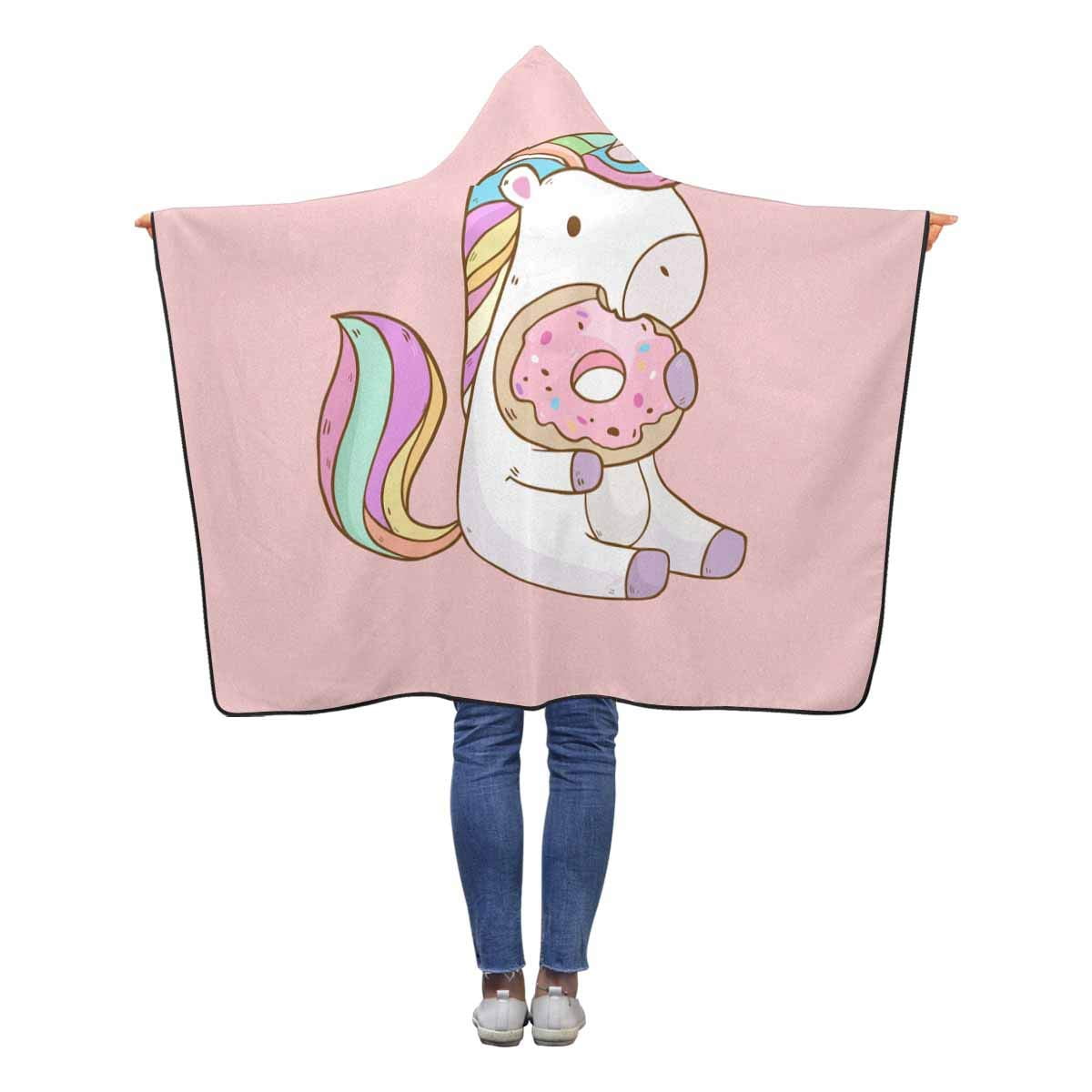 ASHLEIGH Cute Unicorn Donut Pink Wearable Hooded Blanket 40x50 inches