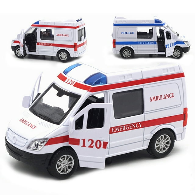 Pull Back Car Creative 1/32 Scale Model Car Ambulance Car Toy with Sound & Light