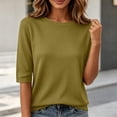 thumbnail image 2 of Kingdiese Womens Half Sleeve For Elbow Length Crew Neck Loose Blouse Summer Casual Lightweight Plus Size 1/2 Sleeve Shirts Mens Pullovers Quarter Zip Sweater, Size XXXL, 2 of 5