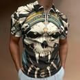 thumbnail image 2 of Indian Devil Skull Men Zipper T-shirt Summer Casual Short Sleeve T-shirt Top, 2 of 7