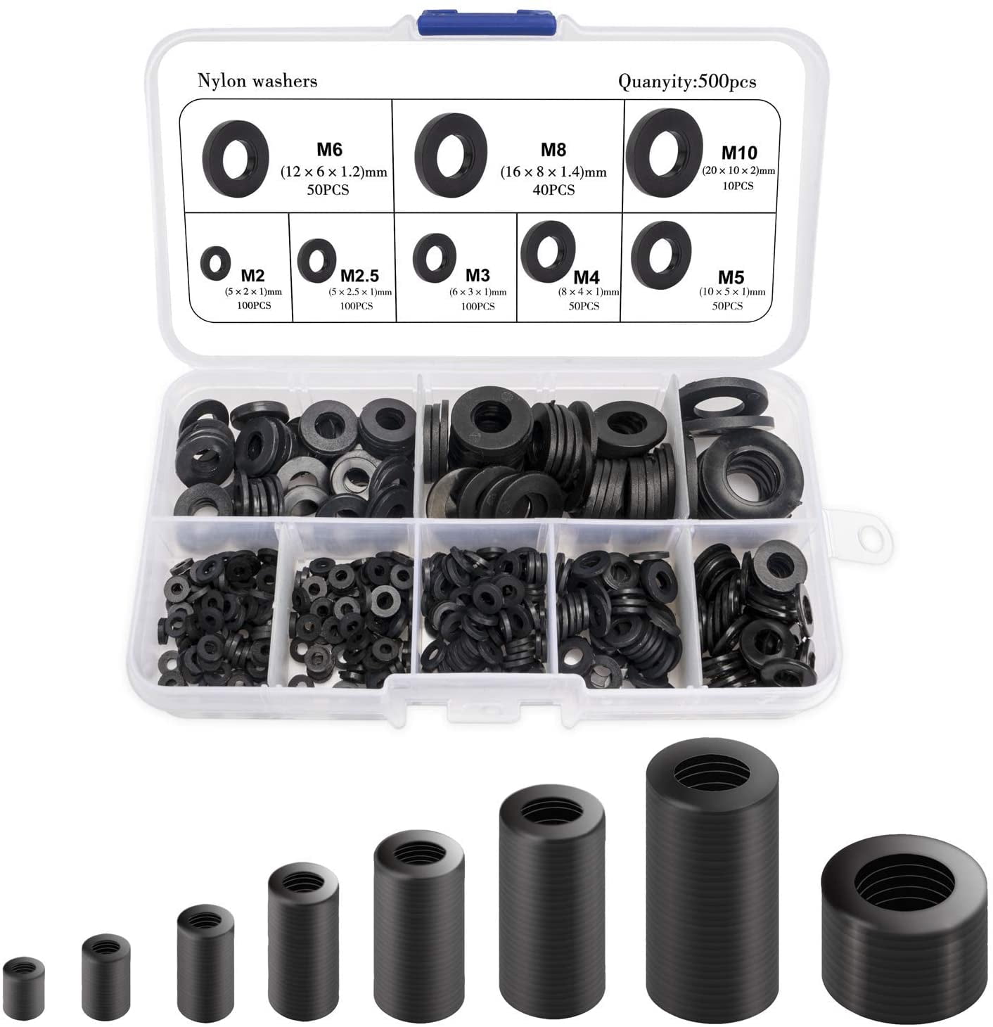 100pcs Black Nylon Plastic Washer Gasket  M12*24*2mm New 