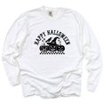 thumbnail image 6 of Happy Halloween Arch Distressed - Women's Garment Dyed Long Sleeve Graphic T-Shirt, 6 of 11