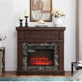 thumbnail image 2 of Roomfitters Electric Fireplace with Mantel, 23" Fireplace Insert with Adjustable Flame and Remote Control, Stylish Mantel Surround, Cherry, 2 of 10