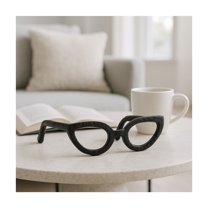 Decorative Glasses Sculpture for Home Decor - Bathroom, Desk and Office Decor Object - Living Room Decor Ornament - Shelf Styling and Coffee Table Statues - Sculpture for Unique Spaces - 3" Black